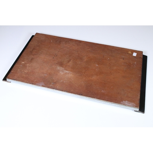 152 - Art Deco serving wooden serving tray with chrome sides having a simulated rosewood and geometric pat... 