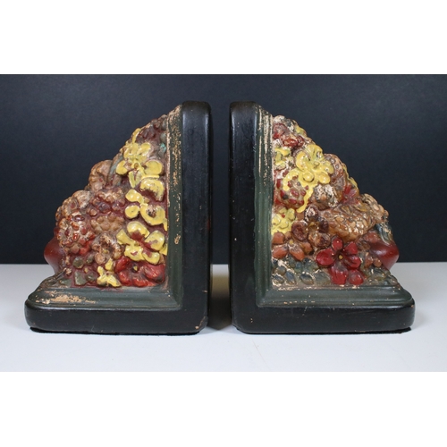 164 - Pair of carved, hand painted wood 'The Calbery Bookends' Design No.4210