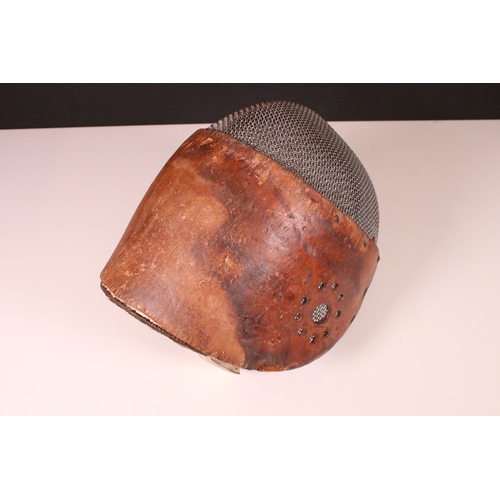 206 - Early 20th century leather and wire fencing mask