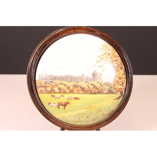 212 - Windsor Castle painted on porcelain framed with metal stand