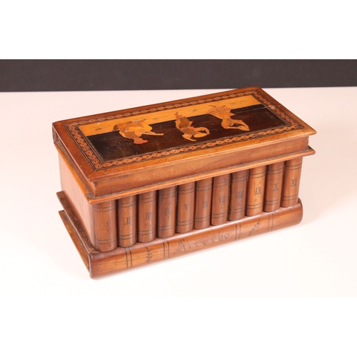 213 - Japanese hardwood parquetry inlaid three drawer jewellery cabinet, 10cm high together with an Italia... 