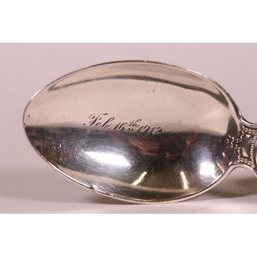 218 - Tiffany & Co, early 20th century sterling silver nursery feeding spoon dated 1912, 10cm long