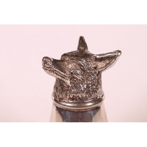 220 - Silver plated fox head stirrup cup, 8cm high