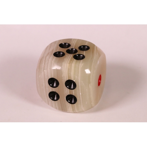 225 - Mid century retro onyx paperweight in the form of a dice, 5.5cm high