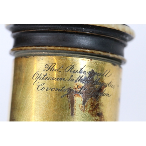 232 - An antique single drawer monocular, maker marker for Thomas Rubergall of Coventry Street, London.