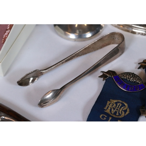 235 - A collection of mixed hallmarked sterling silver collectables to include fox hunting brooch, bud vas... 