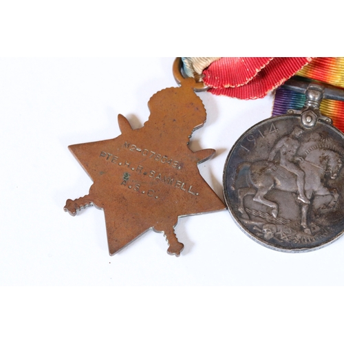 246 - A pair of full size British World War One medals to include the 1914-15 star and the British war med... 