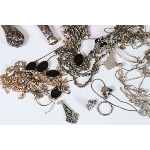 265 - A collection of hallmarked silver and white metal items to include a selection of jewellery together... 