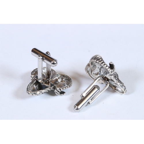 270 - Pair of silver rams head cufflinks