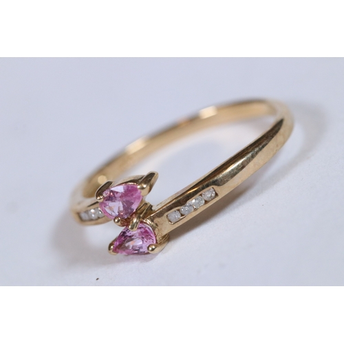 273 - 9ct gold pink sapphire and diamond dress ring