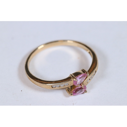 273 - 9ct gold pink sapphire and diamond dress ring