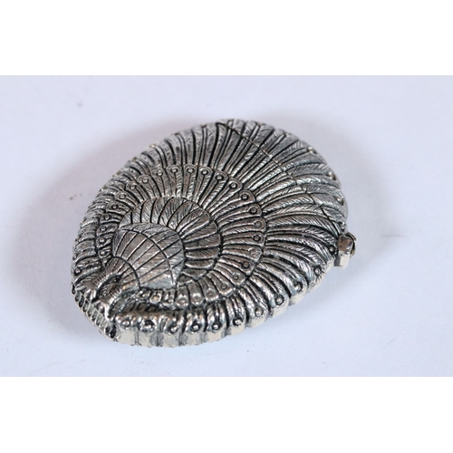 287 - Silver plated peacock vesta case