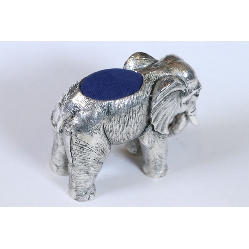 304 - Large elephant shaped pin cushion stamped '800'