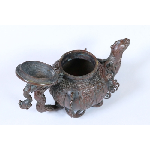 315 - A Chinese copper incense burner in the form of a teapot.