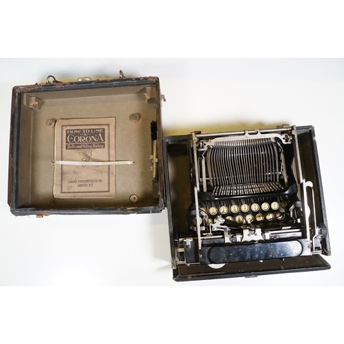 460 - Early 20th century Corona 'The personal writing machine' typewriter in original box with instruction... 