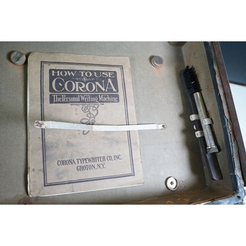 460 - Early 20th century Corona 'The personal writing machine' typewriter in original box with instruction... 