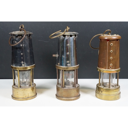 478 - Three miners lamps to include British Coal Mining Company, Wales serial No. 55057 example and Eccles... 