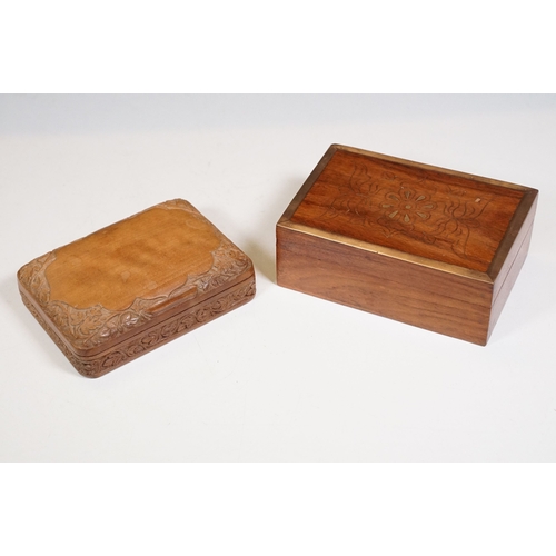 490 - Quantity of boxes to include wooden examples, La Lantera cigar box, brass detail inlay examples and ... 