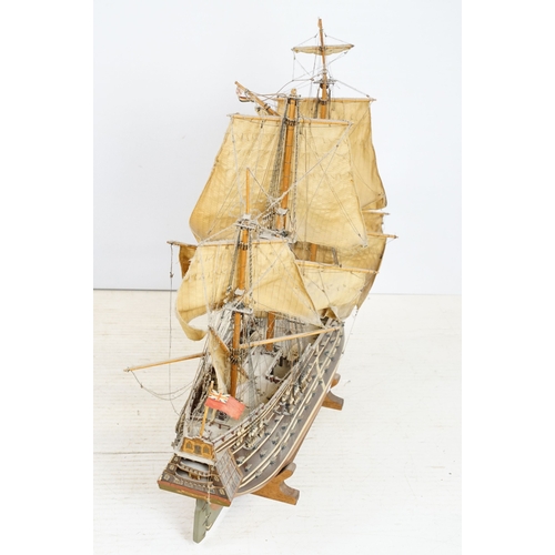 517 - HMS Royal Albert wooden model ship with fabric sails, approx. H 66cm