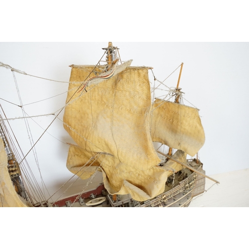 517 - HMS Royal Albert wooden model ship with fabric sails, approx. H 66cm