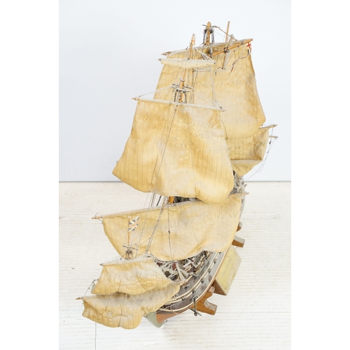 517 - HMS Royal Albert wooden model ship with fabric sails, approx. H 66cm