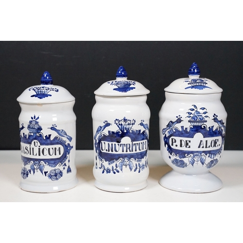 533 - Group of ceramic apothecary jars in various sizes, tallest H 24cm