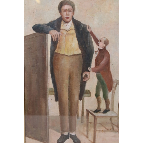 538 - Irish interest, portrait of Mr O'Brien - The Irish Giant (the tallest man in the world in 1803), oil... 