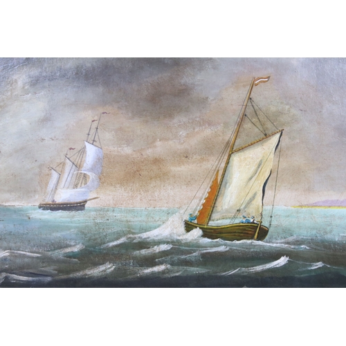 539 - A Willis, sailing boats at sea, oil on board, signed lower right, 27.5 x 37cm, gilt framed