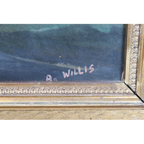 539 - A Willis, sailing boats at sea, oil on board, signed lower right, 27.5 x 37cm, gilt framed