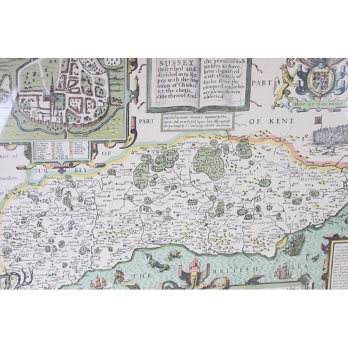 553 - Maps - collection of seven maps, to include: two maps of Kent, all framed and glazed (7)