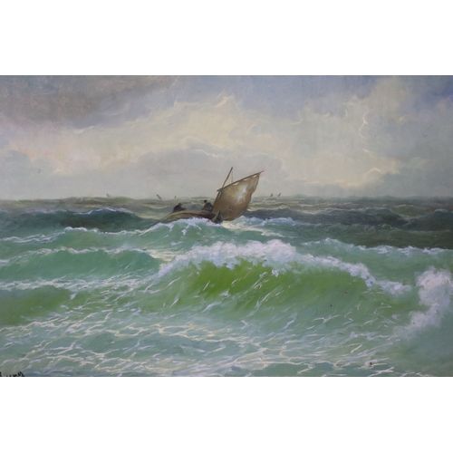 584 - R Vasgnez (20th century), a pair: sailing boat at sea, each oil on board, signed lower left and insc... 