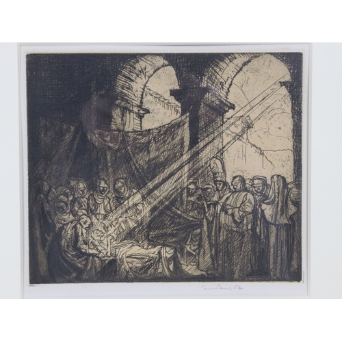 598 - Frank Brangwyn (Welsh, 1867 - 1956), The Death of St Milburga, etching, signed in pencil lower right... 