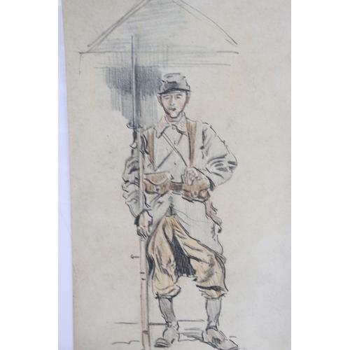 623 - William Douglas Almond (British, 1868 - 1916), 1st World War period sketches to include: cafe study ... 