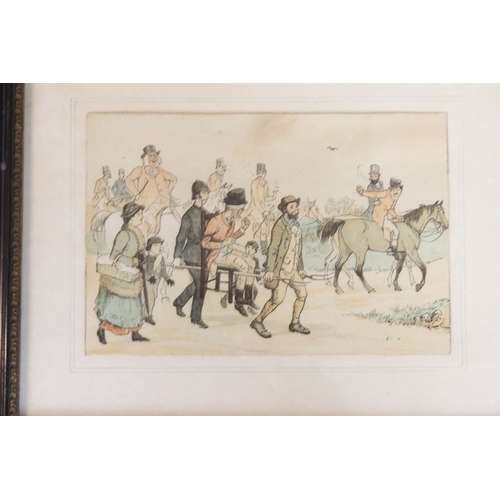 625 - 19th century satirical print, General Frost shaveing little Boney, hand-coloured etching, 34.5 x 23.... 