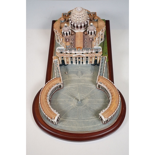 90 - The Danbury Mint 'The Vatican' from the collection entitled Historic Catholic Churches on wooden bas... 