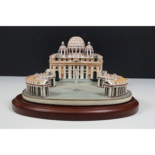 90 - The Danbury Mint 'The Vatican' from the collection entitled Historic Catholic Churches on wooden bas... 