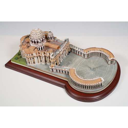 90 - The Danbury Mint 'The Vatican' from the collection entitled Historic Catholic Churches on wooden bas... 