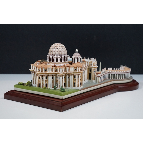 90 - The Danbury Mint 'The Vatican' from the collection entitled Historic Catholic Churches on wooden bas... 