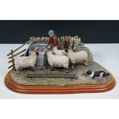 94 - Border Fine Arts, James Herriot Studio Collection 'Morning Feed' A4067 on wooden base, W 31cm, D 20c... 