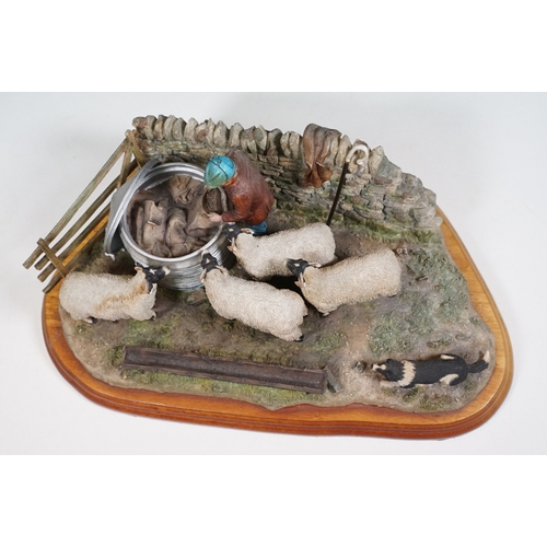 94 - Border Fine Arts, James Herriot Studio Collection 'Morning Feed' A4067 on wooden base, W 31cm, D 20c... 