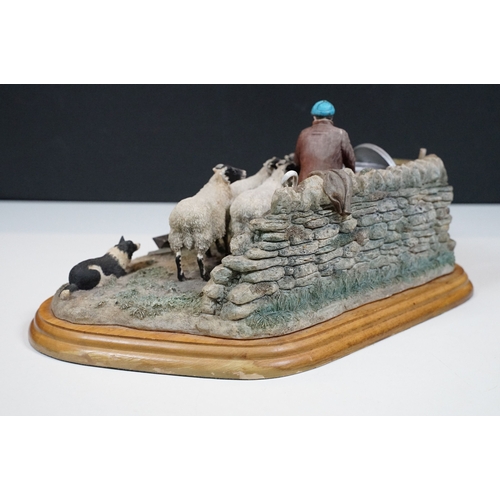 94 - Border Fine Arts, James Herriot Studio Collection 'Morning Feed' A4067 on wooden base, W 31cm, D 20c... 