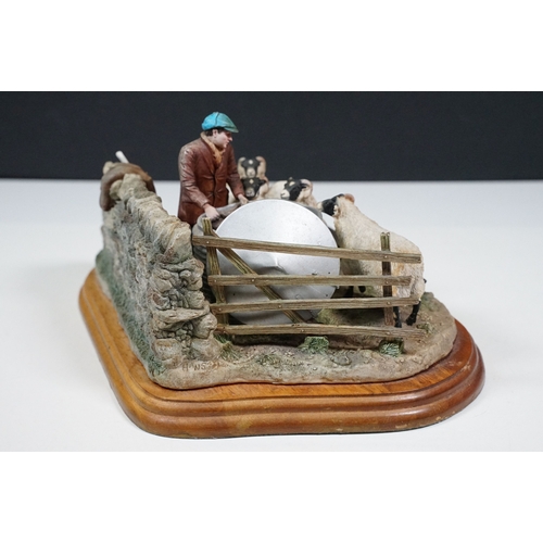 94 - Border Fine Arts, James Herriot Studio Collection 'Morning Feed' A4067 on wooden base, W 31cm, D 20c... 