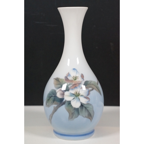 95 - Royal Copenhagen vase with apple blossom floral design 5357, H 21cm together with a smaller butterfl... 