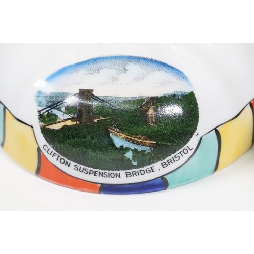 96 - Vintage M E Bavaria Art Deco trinket box with picture of Clifton Suspension Bridge, Bristol