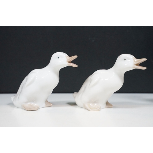 97 - Selection of Lladro and Nao geese figurines together with a Lladro Collectors Society standing plaqu... 