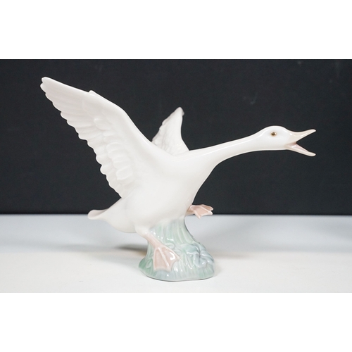 97 - Selection of Lladro and Nao geese figurines together with a Lladro Collectors Society standing plaqu... 