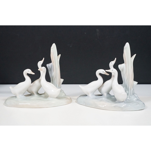 97 - Selection of Lladro and Nao geese figurines together with a Lladro Collectors Society standing plaqu... 