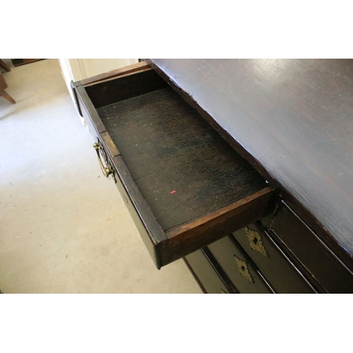 682 - Large oak writing bureau desk with two short and three long lower drawers (locked top) H 106cm, W 99... 