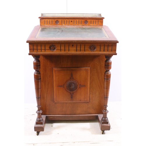 683 - Mahogany lift up lid writing desk with leather slope and stationary organiser beneath liftable cover... 