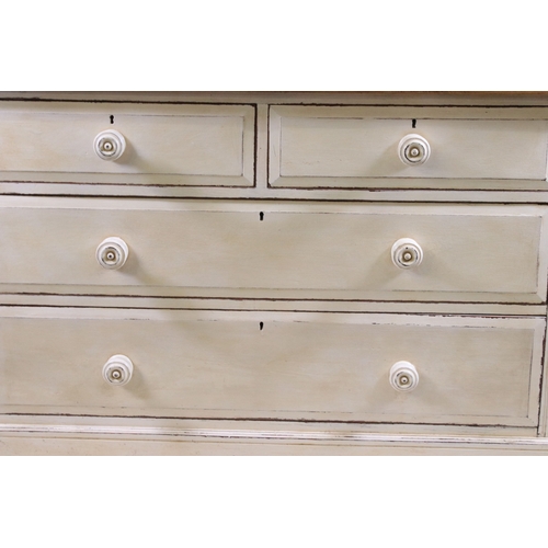 685 - Victorian part painted chest of two short and two long drawers, H 76cm, W 115cm, D 55cm